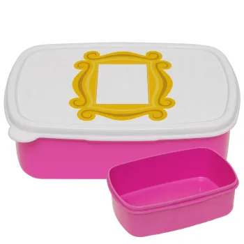Friends frame, ΡΟΖ παιδικό δοχείο φαγητού (lunchbox) πλαστικό (BPA-FREE) Lunch Βox M18 x Π13 x Υ6cm