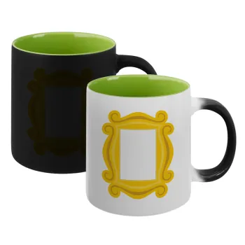 Friends frame, Κούπα Μαγική εσωτερικό πράσινο, κεραμική 330ml που αλλάζει χρώμα με το ζεστό ρόφημα