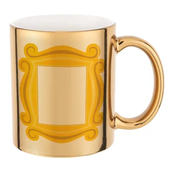 Friends frame, Κούπα κεραμική, χρυσή καθρέπτης, 330ml