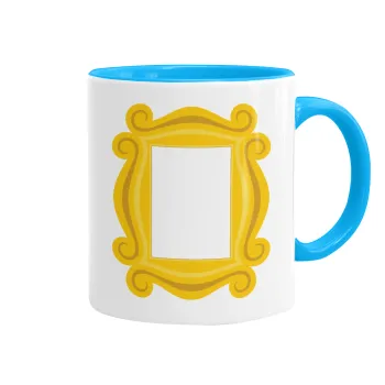 Friends frame, Mug colored light blue, ceramic, 330ml