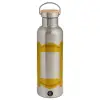 Stainless steel Silver with wooden lid (bamboo), double wall, 750ml