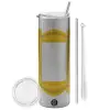 Tumbler stainless steel Silver 600ml, with metal straw & cleaning brush