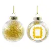Transparent Christmas tree ball ornament with gold filling 8cm