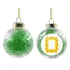 Transparent Christmas tree ball ornament with green filling 8cm