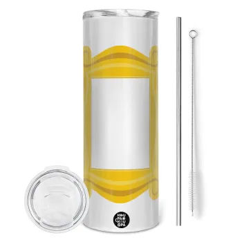 Friends frame, Tumbler stainless steel 600ml, with metal straw & cleaning brush