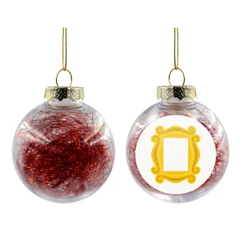 Friends frame, Transparent Christmas tree ball ornament with red filling 8cm