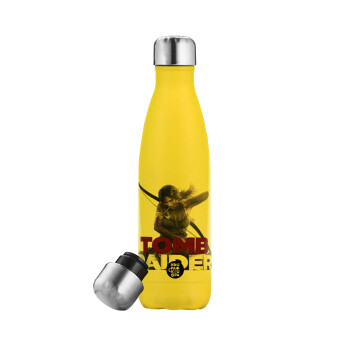 Tomb raider, Yellow Stainless Steel Metallic Thermos, double-walled, 500ml