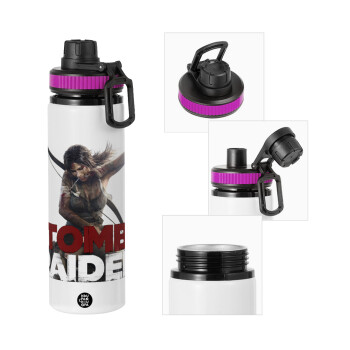 Tomb raider, Metallic water bottle with safety lid, 850ml aluminum