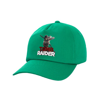 Tomb raider, Καπέλο παιδικό Baseball, 100% Βαμβακερό, Low profile, Πράσινο
