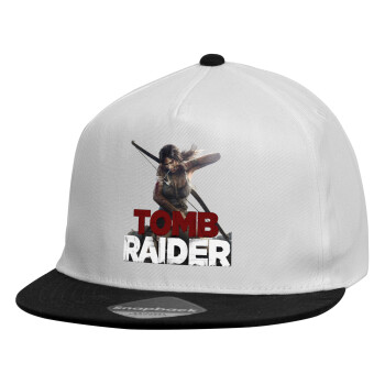 Tomb raider, Child's Flat Snapback Hat, White (100% COTTON, CHILDREN'S, UNISEX, ONE SIZE)