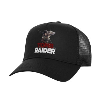 Tomb raider, Καπέλο Structured Trucker, Μαύρο, 100% βαμβακερό
