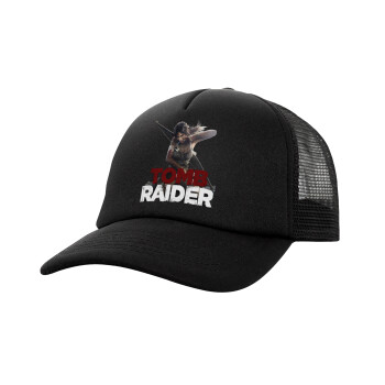 Tomb raider, Καπέλο Ενηλίκων Soft Trucker με Δίχτυ Μαύρο (POLYESTER, ΕΝΗΛΙΚΩΝ, UNISEX, ONE SIZE)