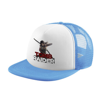 Tomb raider, Καπέλο Soft Trucker με Δίχτυ Γαλάζιο/Λευκό