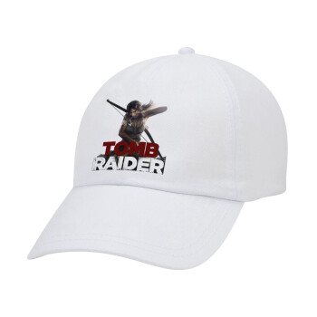 Tomb raider, Καπέλο Baseball Λευκό (5-φύλλο, unisex)