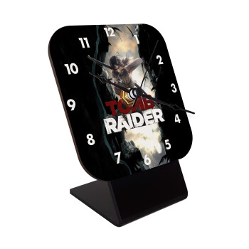 Tomb raider, Quartz Wooden table clock with hands (10cm)