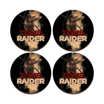 Tomb raider, ΣΕΤ x4 Σουβέρ ξύλινα στρογγυλά plywood (9cm)
