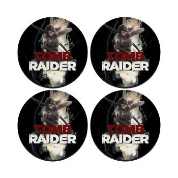 Tomb raider, SET of 4 round wooden coasters (9cm)