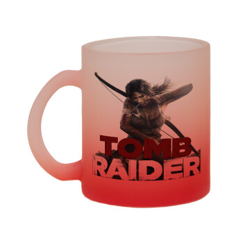 Tomb raider, Κούπα γυάλινη δίχρωμη με βάση το κόκκινο ματ, 330ml