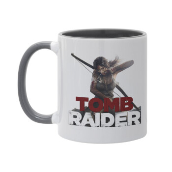 Tomb raider, Κούπα χρωματιστή γκρι, κεραμική, 330ml