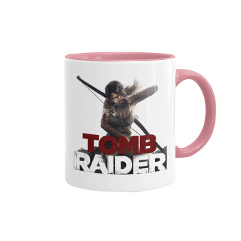 Tomb raider, Κούπα χρωματιστή ροζ, κεραμική, 330ml