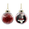 Στολίδι Χριστουγεννιάτικη μπάλα δένδρου διάφανη με κόκκινο γέμισμα 8cm