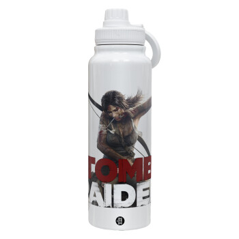Tomb raider, 1L Stainless Steel Thermal Bottle with Phone Holder & Double Wall Insulation