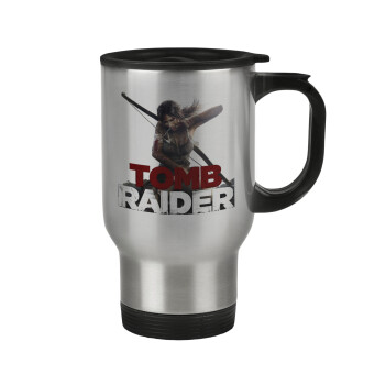 Tomb raider, Stainless steel travel mug with lid, double wall 450ml