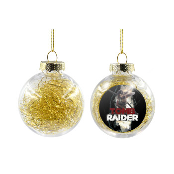 Tomb raider, Transparent Christmas tree ball ornament with gold filling 8cm