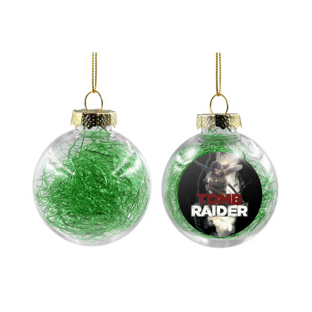 Tomb raider, Χριστουγεννιάτικη μπάλα δένδρου διάφανη με πράσινο γέμισμα 8cm