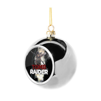 Tomb raider, Silver 8cm Christmas tree ball ornament