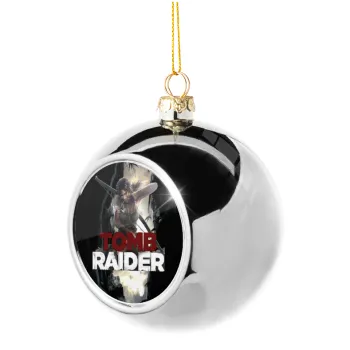 Tomb raider, Silver 8cm Christmas tree ball ornament