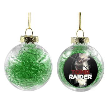 Tomb raider, Transparent Christmas tree ball ornament with green filling 8cm