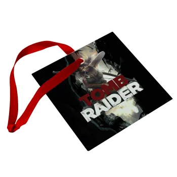 Tomb raider, Christmas ornament, glass square ornament 9x9cm