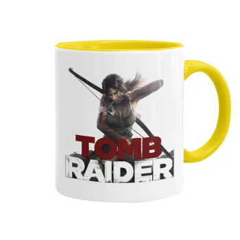 Tomb raider, Κούπα χρωματιστή κίτρινη, κεραμική, 330ml