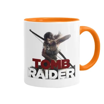 Tomb raider, Κούπα χρωματιστή πορτοκαλί, κεραμική, 330ml