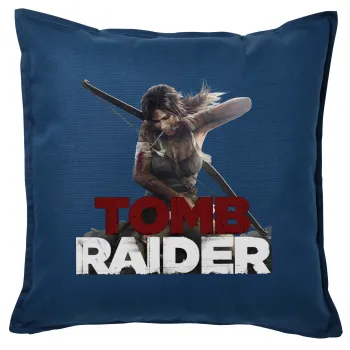 Tomb raider, Μαξιλάρι καναπέ Μπλε 100% βαμβάκι, περιέχεται το γέμισμα (50x50cm)