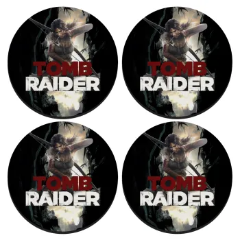 Tomb raider, SET of 4 round wooden coasters (9cm)