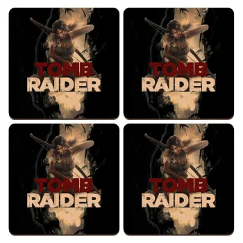 Tomb raider, ΣΕΤ x4 Σουβέρ ξύλινα τετράγωνα plywood (9cm)