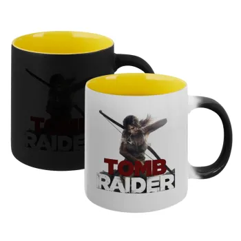 Tomb raider, Κούπα Μαγική εσωτερικό κίτρινη, κεραμική 330ml που αλλάζει χρώμα με το ζεστό ρόφημα