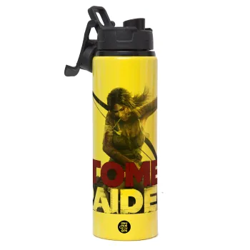 Tomb raider, Metallic water bottle with safety lid, 850ml aluminum
