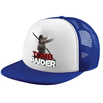 Tomb raider, Καπέλο παιδικό Soft Trucker με Δίχτυ ΜΠΛΕ/ΛΕΥΚΟ (POLYESTER, ΠΑΙΔΙΚΟ, ONE SIZE)