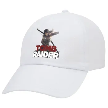 Tomb raider, Καπέλο Ενηλίκων Baseball Λευκό 5-φύλλο (POLYESTER, ΕΝΗΛΙΚΩΝ, UNISEX, ONE SIZE)