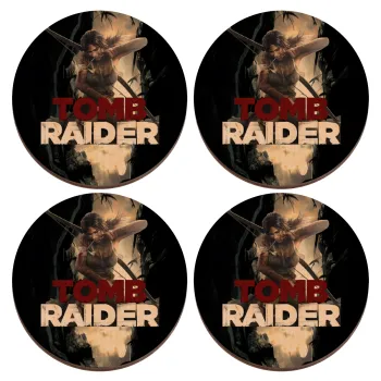 Tomb raider, ΣΕΤ x4 Σουβέρ ξύλινα στρογγυλά plywood (9cm)
