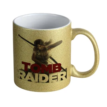Tomb raider, Κούπα Χρυσή Glitter που γυαλίζει, κεραμική, 330ml