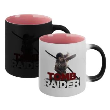 Tomb raider, Κούπα Μαγική εσωτερικό ΡΟΖ, κεραμική 330ml που αλλάζει χρώμα με το ζεστό ρόφημα