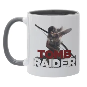 Tomb raider, Κούπα χρωματιστή γκρι, κεραμική, 330ml