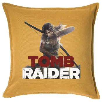 Tomb raider, Μαξιλάρι καναπέ Κίτρινο 100% βαμβάκι, περιέχεται το γέμισμα (50x50cm)