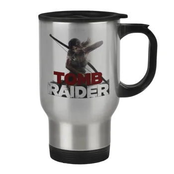 Tomb raider, Κούπα ταξιδιού ανοξείδωτη με καπάκι, διπλού τοιχώματος (θερμό) 450ml