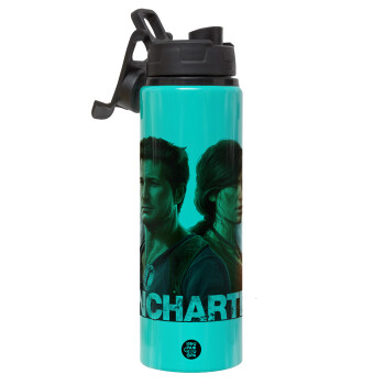 Uncharted, Metallic water bottle with safety lid, 850ml aluminum