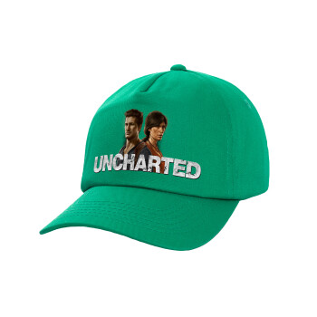 Uncharted, Καπέλο παιδικό Baseball, 100% Βαμβακερό Twill, Πράσινο (ΒΑΜΒΑΚΕΡΟ, ΠΑΙΔΙΚΟ, UNISEX, ONE SIZE)
